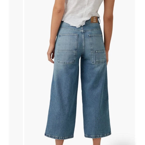 We The Free Piper Mid Rise Blue Wash Crop Wide Leg Relaxed Fit Jeans Size 27 - Picture 11 of 16